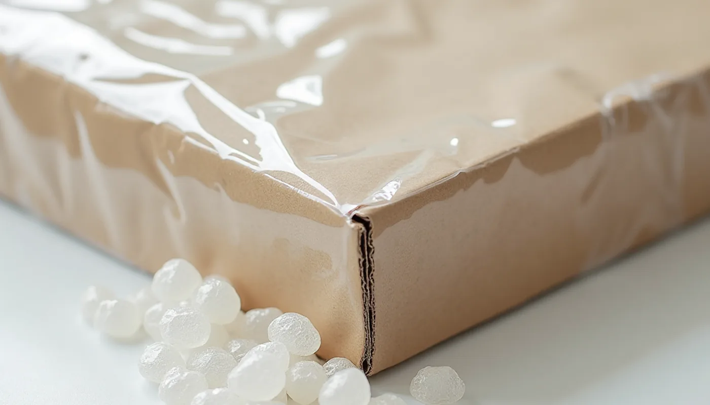 Boîte protégée par une housse plastique et sachet de gel de silice